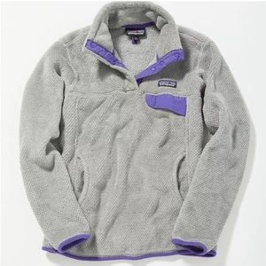 Patagonia Women's Re-Tool Snap-T Fleece Pullover, Grey/Purple